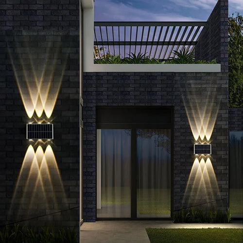 4/6/8LEDs Solar Wall Lamp Yard Street Decor Light Outdoor Waterproof Up and Down Luminous Lighting Garden Landscape Lamp - Magic Electronics