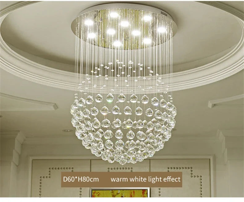 Round K9 Crystal Ball Led Ceiling Chandelier Pendant Lamp for Living Dining Room Cristal Lustre Bedroom Home Decor Light Fixture Magic Electronics S56832f8ee8ad4ebe9fa19a6ff4544f7fe