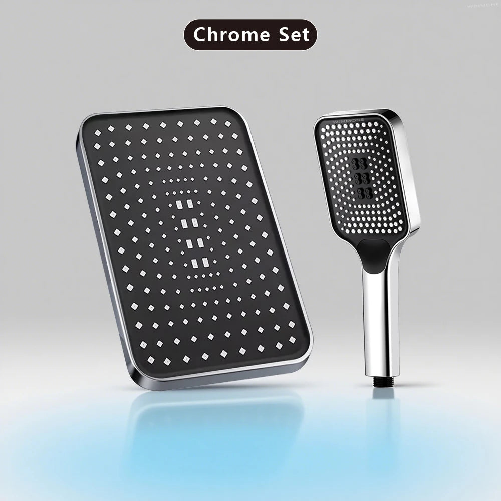 Large Flow High Pressure Shower Head Spray Bathroom Rain Shower Silicone Water-saving Nozzle Pressurization Handheld Accessories Chrome Set Magic Electronics S56e3ab2cda044eb0ac2190502f8b672eL Chrome Set