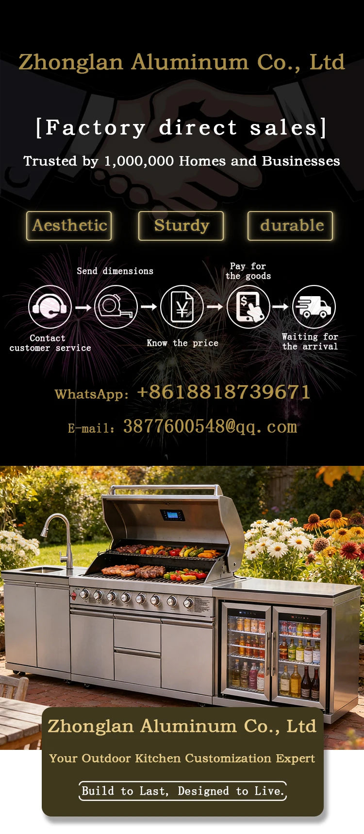 A Full Kitchen Suite Including Grill Cooktop Sink And Fridge With Waterproof Custom Outdoor Stainless Steel Cabinet For Backyard - Magic Electronics