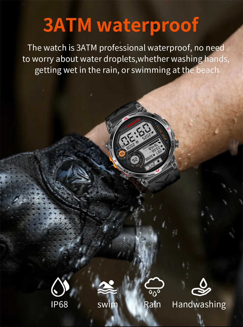 2026 New Outdoor Sports Smartwatch Men GPS Positioning 650mAh HD Call 1.56-inch AMOLED Screen Compass 5ATM Waterproof Watch Man - Magic Electronics