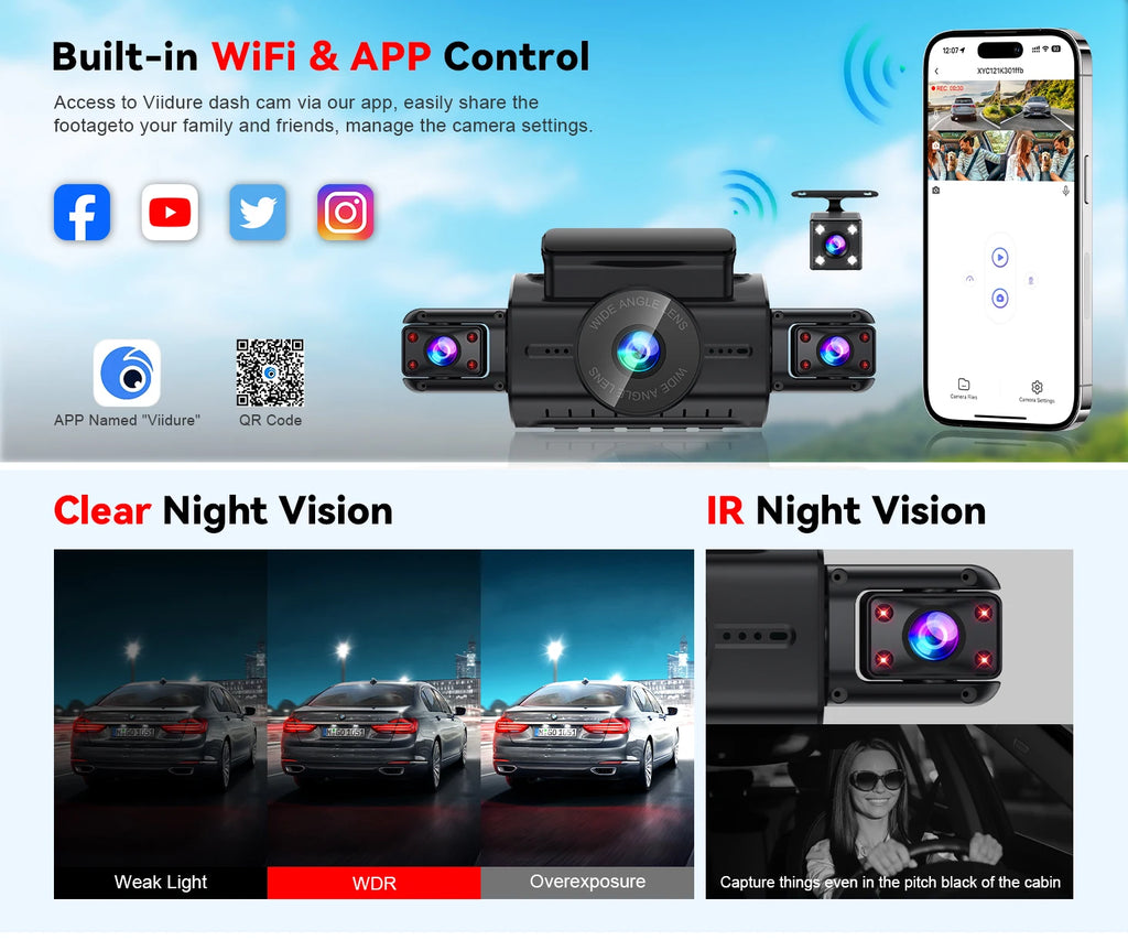  Dashcam for cars 4 Channel Black Box WiFi Driving Camera FHD 1080P Night Vision Loop Recording 24H Parking Mode car accessorie Magic Electronics S581f8494f8d24b55ba5a8f53047375eb5