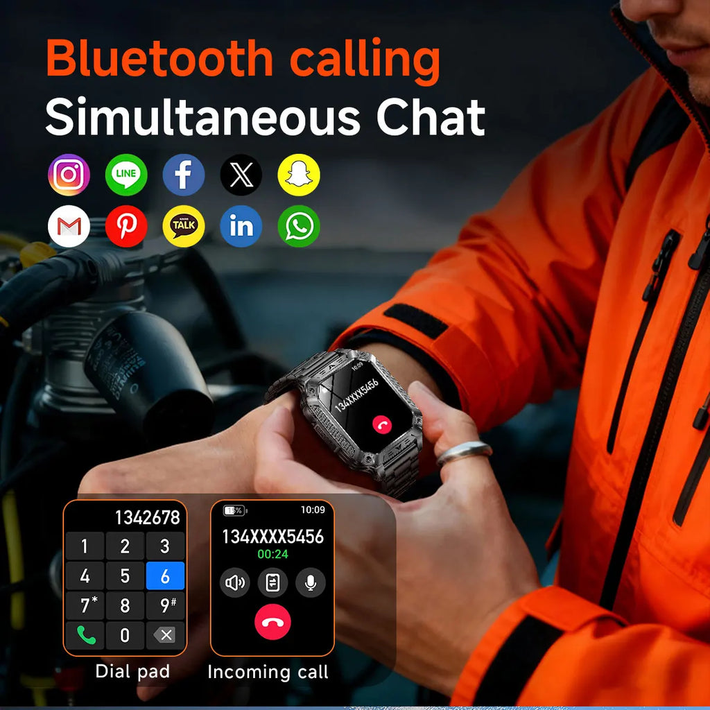 2026 Military outdoor SmartWatch Fitness Clock Men 2.01 inch AMOLED Screen 1400mAh Battery Flashlight Call Waterproof Smart Band Magic Electronics S58db56dc5d784ee1a039ad38976a08e8C