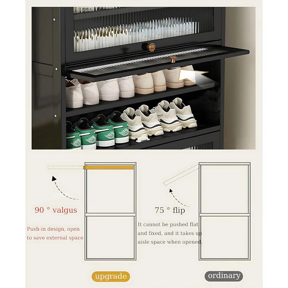Tall Shoe Cabinet, 10 Tiers 40-45 Pairs Heavy Duty Bamboo Freestanding Shoe Storage Cabinet, 67.7'' Tall Entryway Shoe Organizer Magic Electronics S592c2e0bbad3410fa6a5fac1bca07a9bt