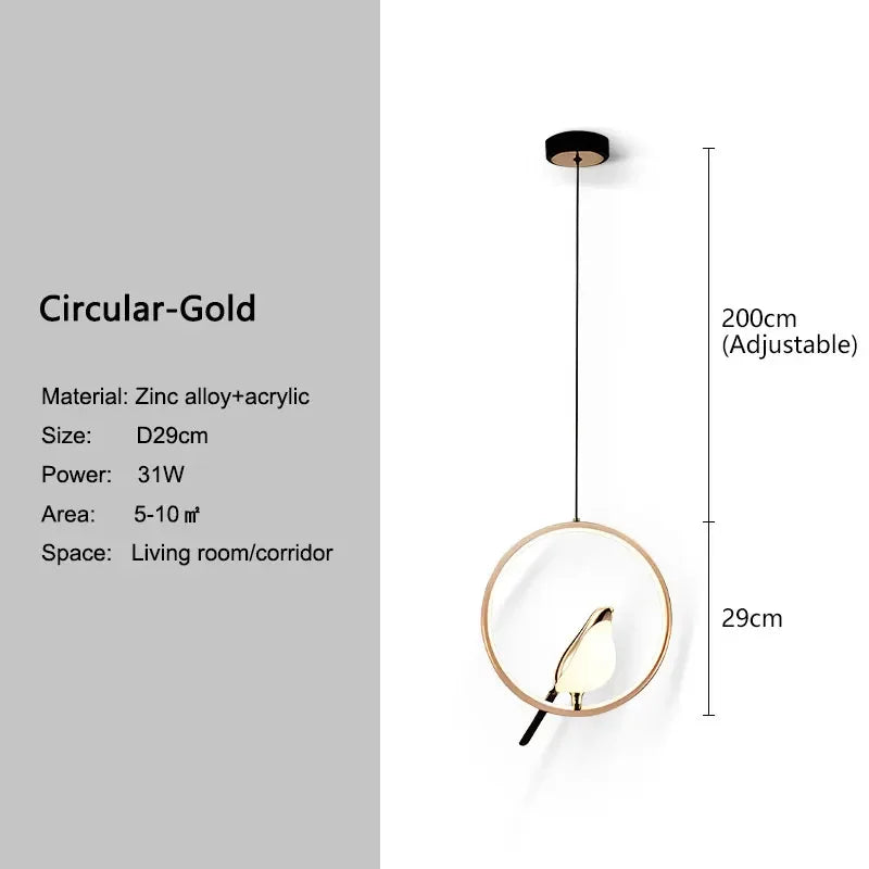 LED Gold Silver Magpie Bird Pendant Light Chandelier for Bedroom Living Room Indoor Hanging Lamp AC110v 220v Drop Shipping Circular-Gold Magic Electronics S595ae843c58f4882b2166c4022eb46e0F Circular-Gold