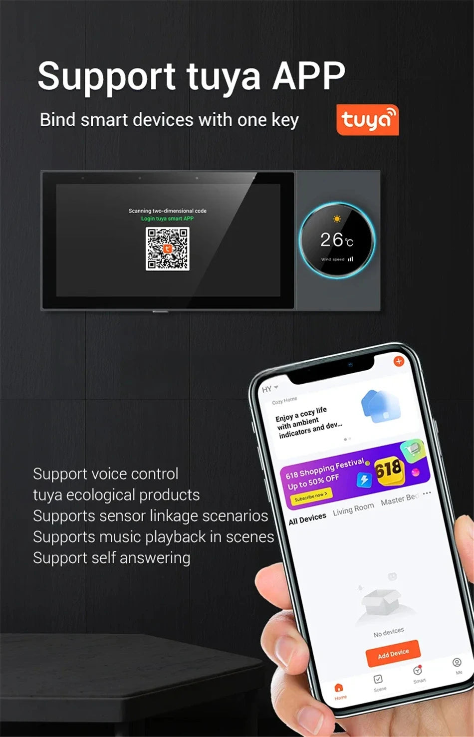 TUYA Smart Home Device Scene control panel Built-in ZIGBEE gateway Bluetooths Audio wall Amplifiers WIFI Background music system - Magic Electronics
