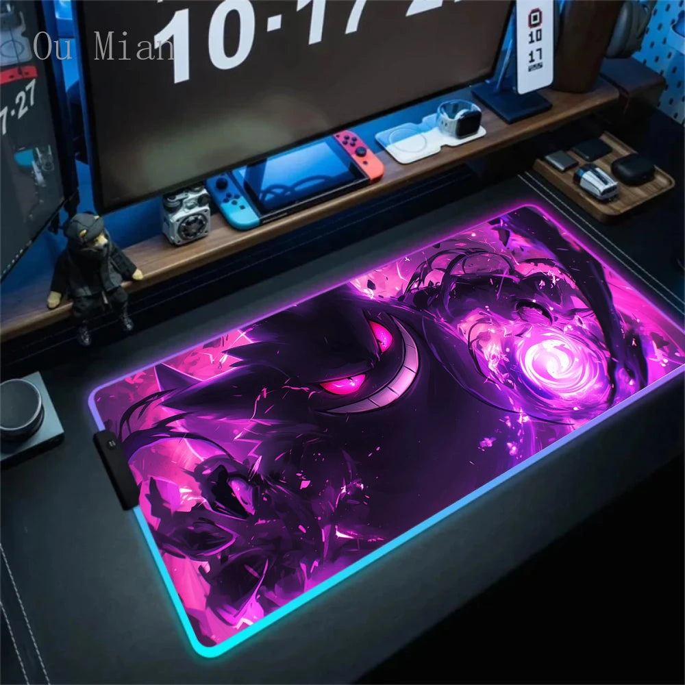 RGB G-Gengar Mousepad Pokemon LED Purple Mouse Pad Gaming Accessories Ghost Big Extended Keyboard Carpet PC Anime Desk Mats FF06611 Magic Electronics S5a2459df22ce4308b709795835c48c99B FF06611