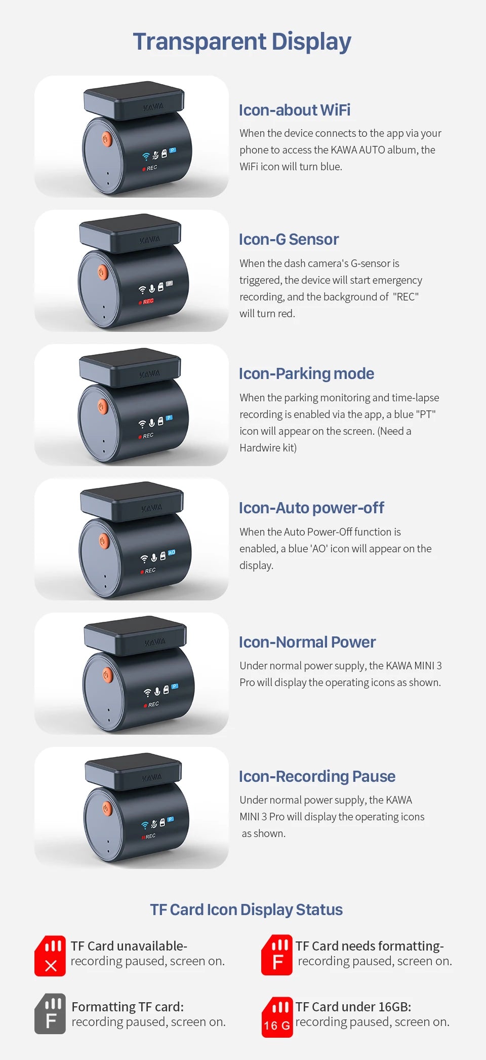 2K KAWA MINI 3 Pro Cameras for Car DVR Tiny Dash Cam 24 Parking Auto Video Recorder WiFi APP Voice Control Car dashcam - Magic Electronics