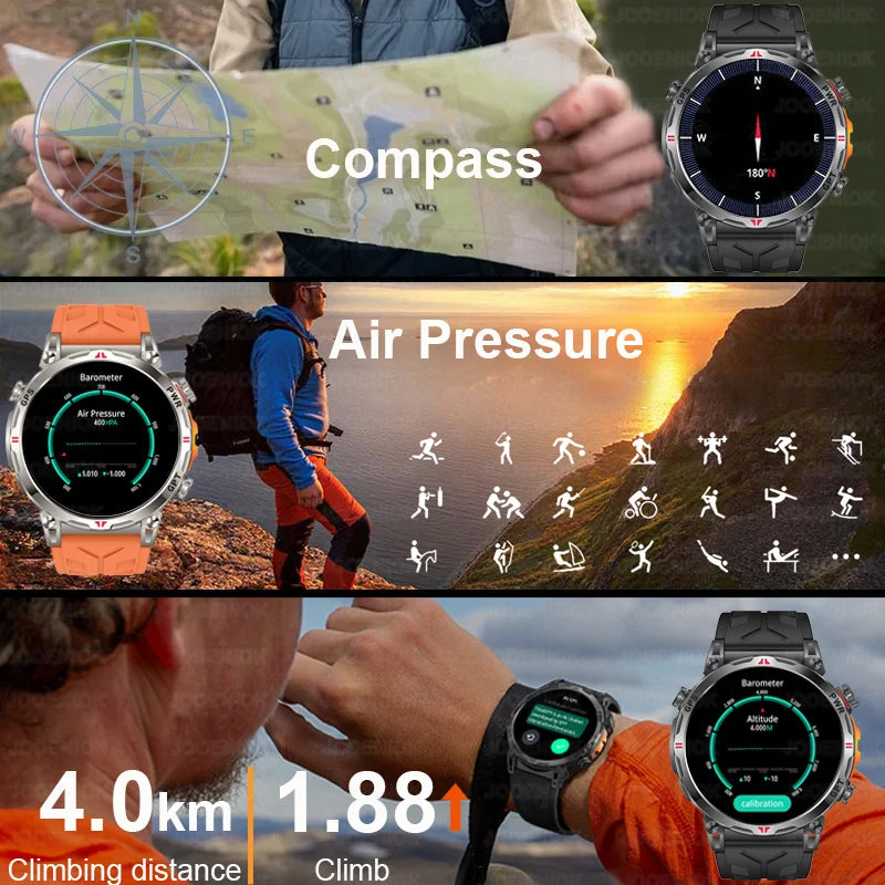 2026 New Outdoor Sports Smartwatch Men GPS Positioning 650mAh HD Call 1.56-inch AMOLED Screen Compass 5ATM Waterproof Watch Man - Magic Electronics