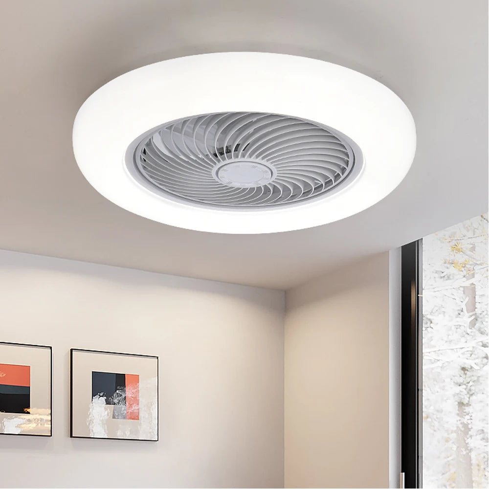 Smart Ceiling Fan Fans With Lights Remote Control Bedroom Decore Ventilator Lamp 52cm Air Invisible Blades Silent