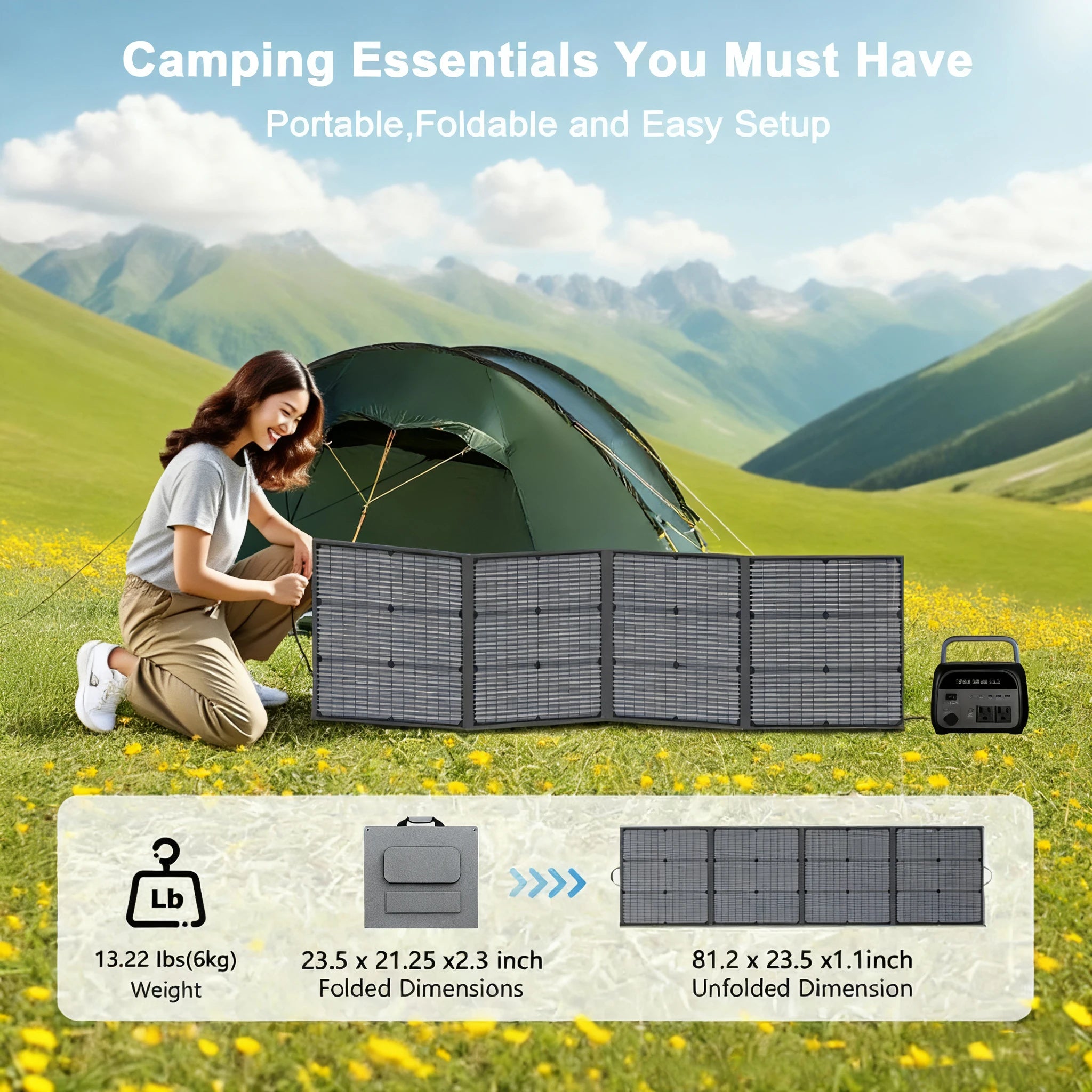 200W Portable Solar Panel IP65 Waterproof Foldable Solar Panel Power Backup Solar Charger for Power Station RV Camping Off Grid Magic Electronics S5c7d1d62784b42639df1ac3939d6ed581
