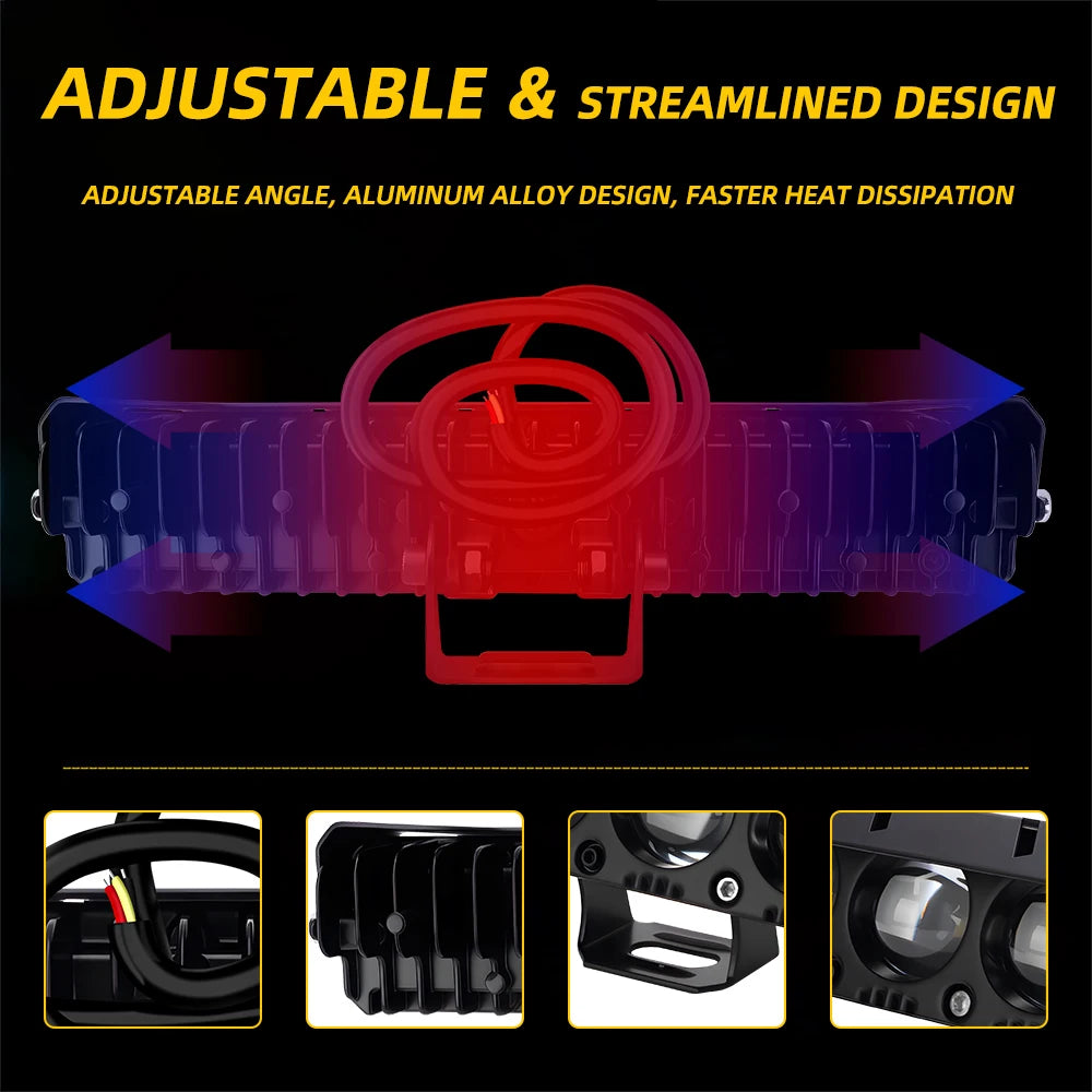 Motorcycle Car LED Work Light Truck Headlight Fog Light 9-80V Spotlight 60W 3570 6SMD Driving Light for ATV SUV UTV Dual Color Magic Electronics S5d25e558939a4f00b240817103e90c2ef