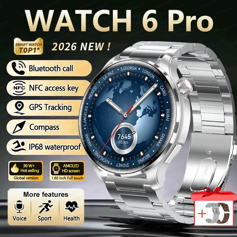 2026 New GPS SmartWatch BluetoothCall IP68 Waterproof AMOLED Screen Custom AOD Watch Face Sport Smartwatch Men Women Android iOS - Magic Electronics