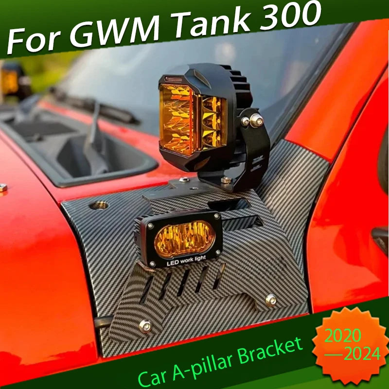 Car A-pillar Bracket Fit for GWM Tank 300 2020-2024 Modified LED Auxiliary Light Cover A-pillar Spotlight Bracket Accessories Magic Electronics S5e8b1c8370ac4615820e4959e630f40b4