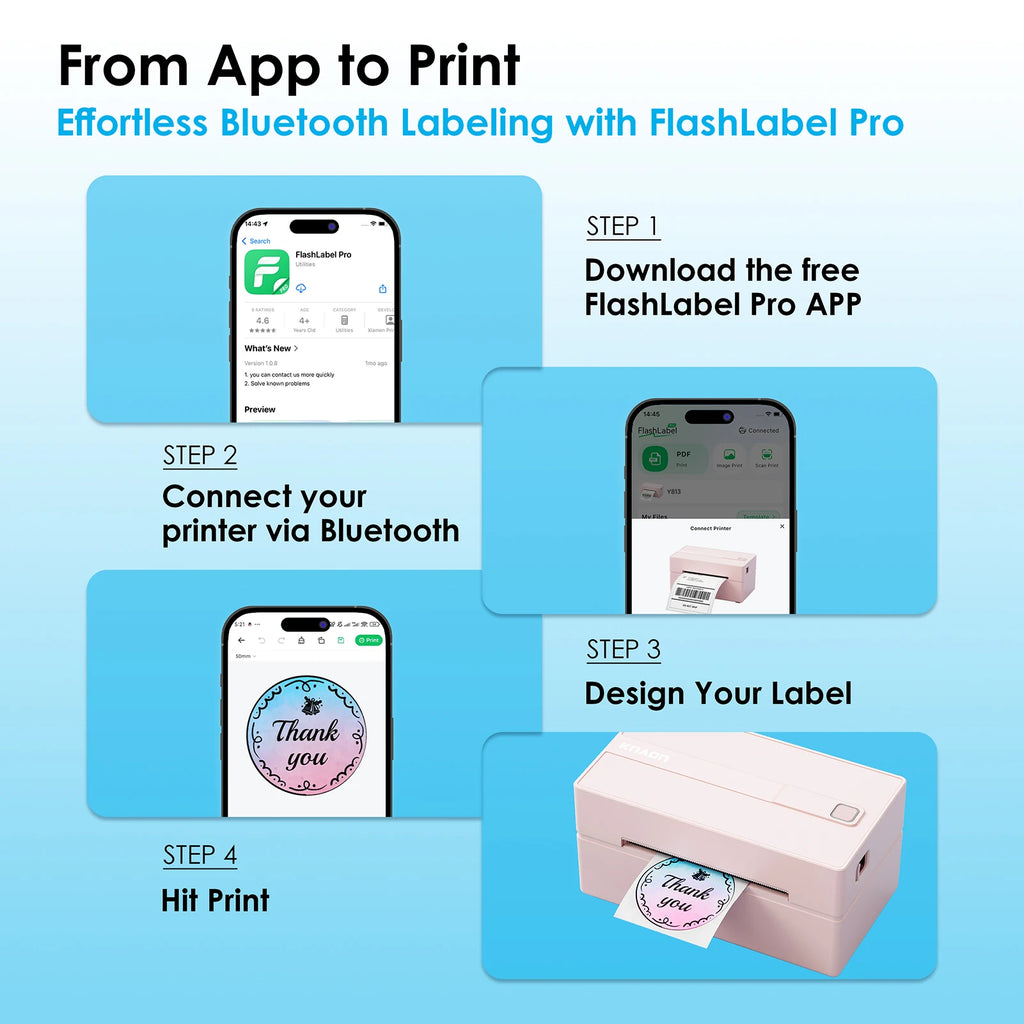 Thermal Label Printer -4x6 Shipping Label Printer for Small Business, Home Use - Compatible with Android, iPhone and Windows - Magic Electronics