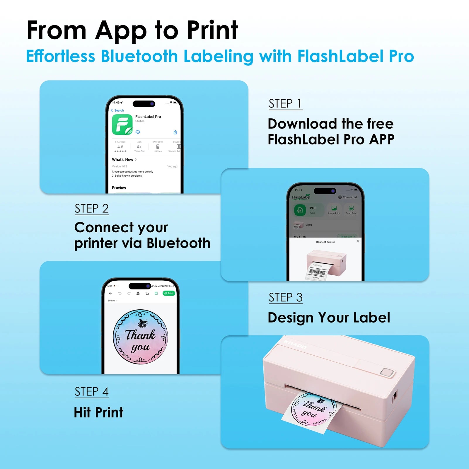 Thermal Label Printer -4x6 Shipping Label Printer for Small Business, Home Use - Compatible with Android, iPhone and Windows - Magic Electronics
