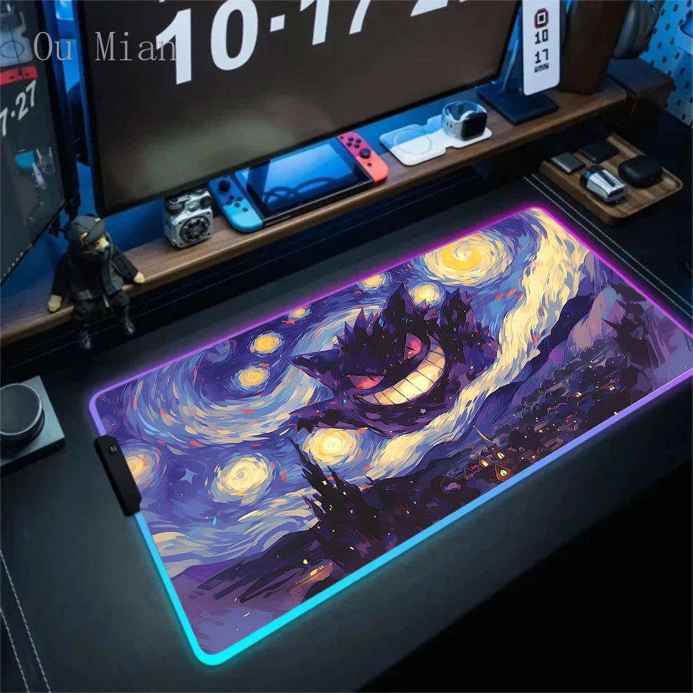 RGB G-Gengar Mousepad Pokemon LED Purple Mouse Pad Gaming Accessories Ghost Big Extended Keyboard Carpet PC Anime Desk Mats FF06613 Magic Electronics S5fe7f9de3b324851888d72b34ab154f1M FF06613
