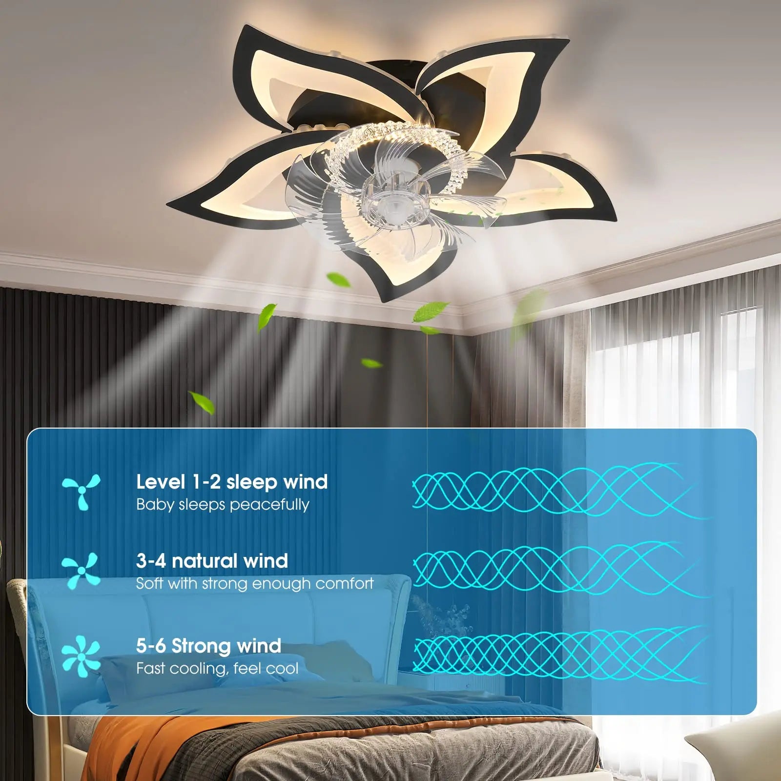 IRALAN Modern Ceiling Fans With LED Lights Remote Control Smart Switch Lotus Five Heads Ceiling Fan With Light Home-Appliance - Magic Electronics