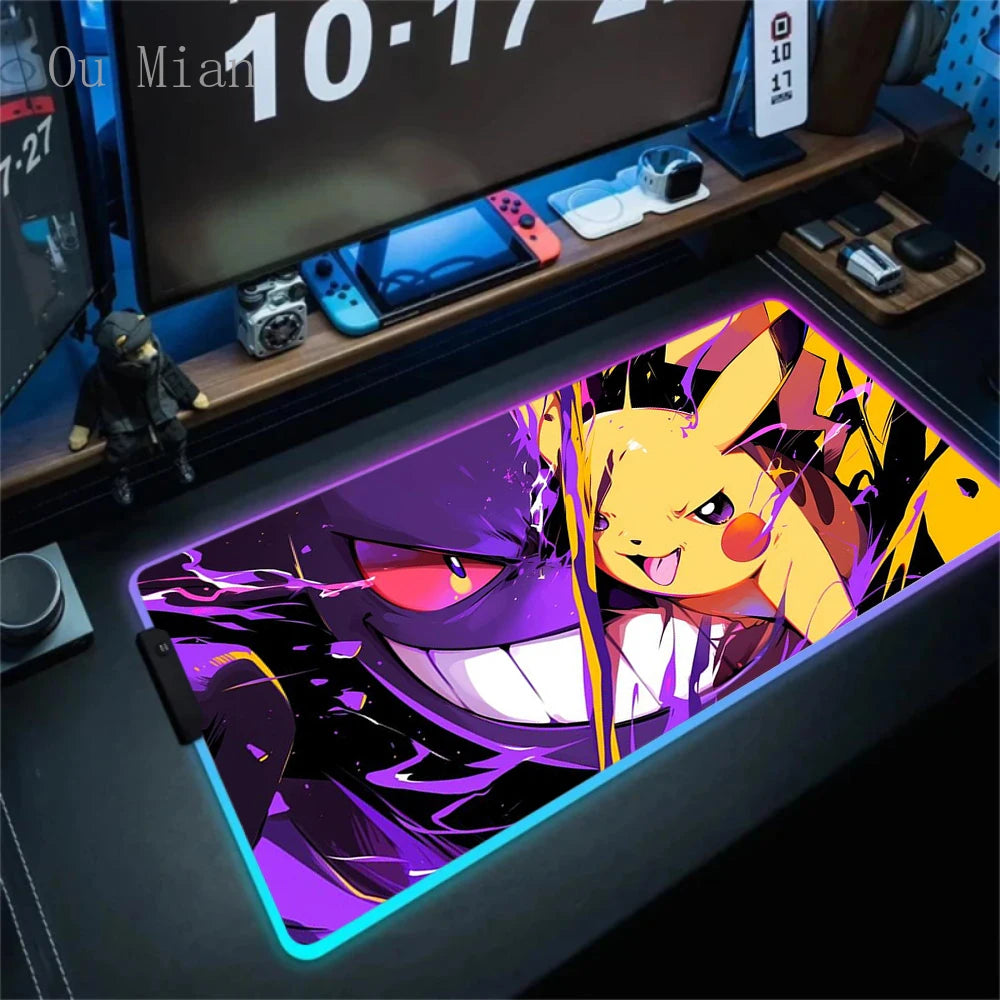 RGB G-Gengar Mousepad Pokemon LED Purple Mouse Pad Gaming Accessories Ghost Big Extended Keyboard Carpet PC Anime Desk Mats FF06615 Magic Electronics S613a604dcd5f45569139b2c85a787caeW FF06615