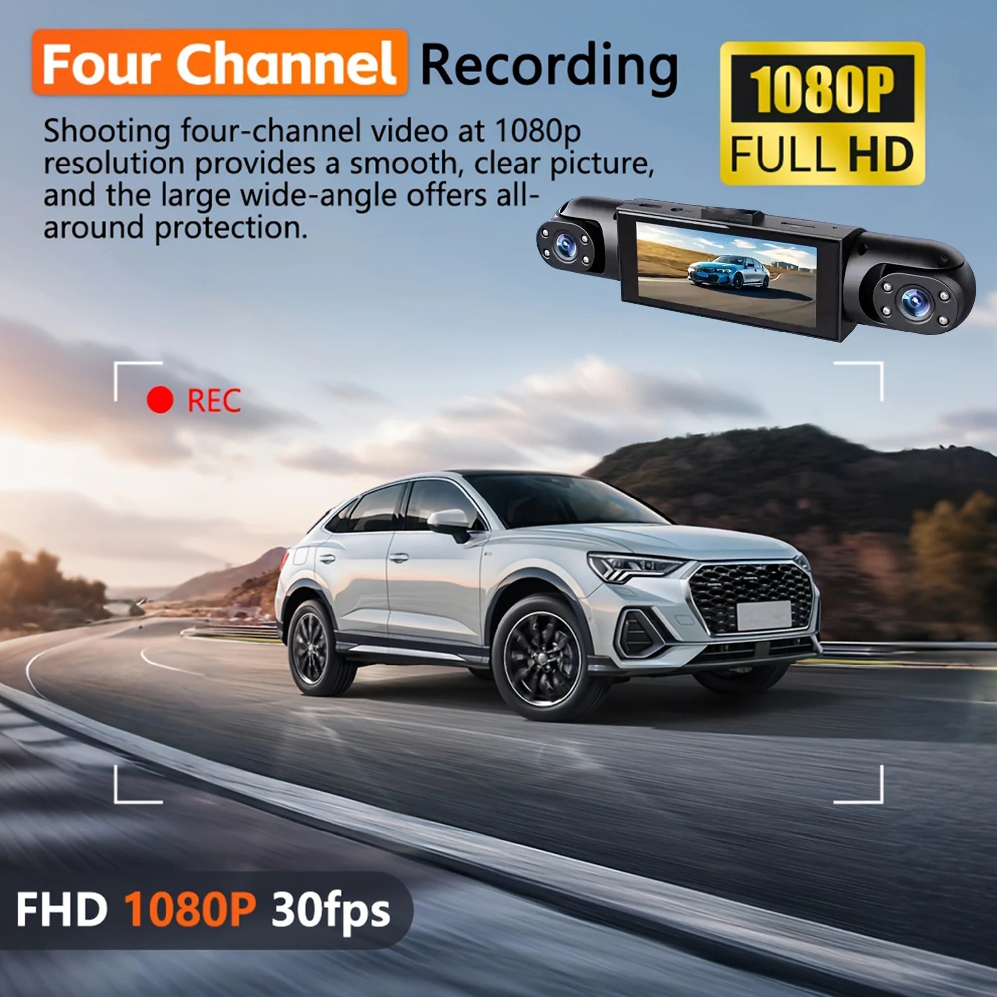 4 Channel Dash Cam 360° Car Video Recorder Black Box with Night Vision 24/7 Parking Monitor G-Sensor Loop Recording auto parts Magic Electronics S61d7365828ee4d16ad64a94e517287dfG