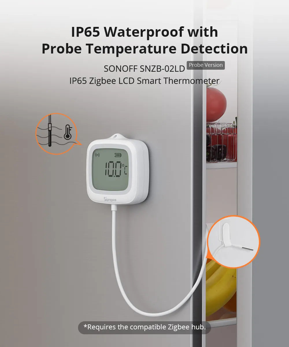 SONOFF SNZB-02LD Zigbee Smart Thermometer With Probe IP65 Waterproof Smart Zigbee Temperature Sensor For water tanks, Aquariums Magic Electronics S635c9d604ffc4f2f810a8f10383e003aw