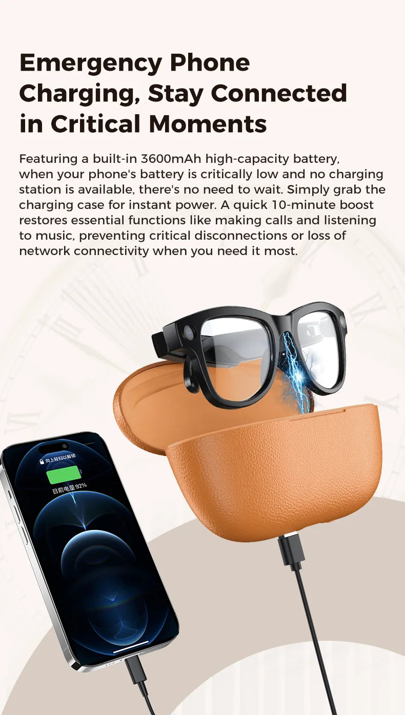 AI Smart Glasses with Camera 1200P M02 Ultra ChatGPT Voice Control 32GB Real-time Translation 3600mAh Charging Case Sunglasses Magic Electronics S637e44ec87e6442796b3bb78a8cab79bt