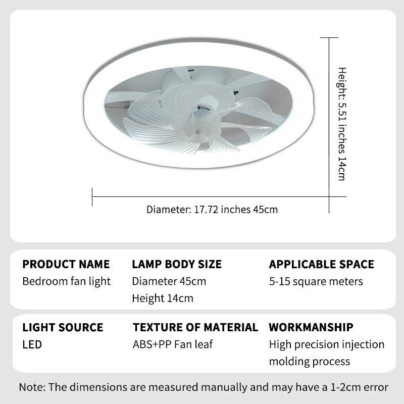 Ceiling Pendant Light Ceiling Fan with Light showing tri-color dimming options and brightness adjustment features.
