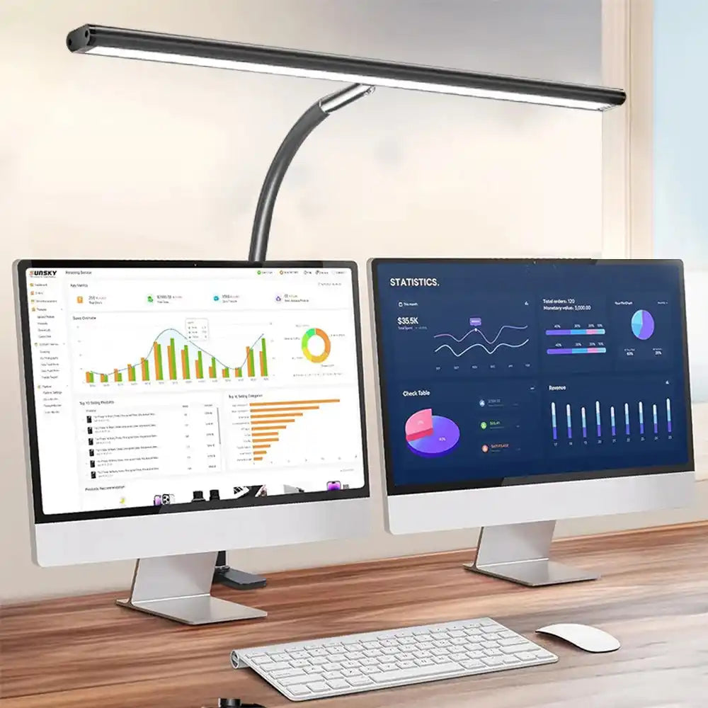 Home Office LED Desk Lamp Double Head Stepless Dimming Eye-Caring Reading Lights 3 Color Mode Flexible Adjustable PC Table Lamps - Magic Electronics