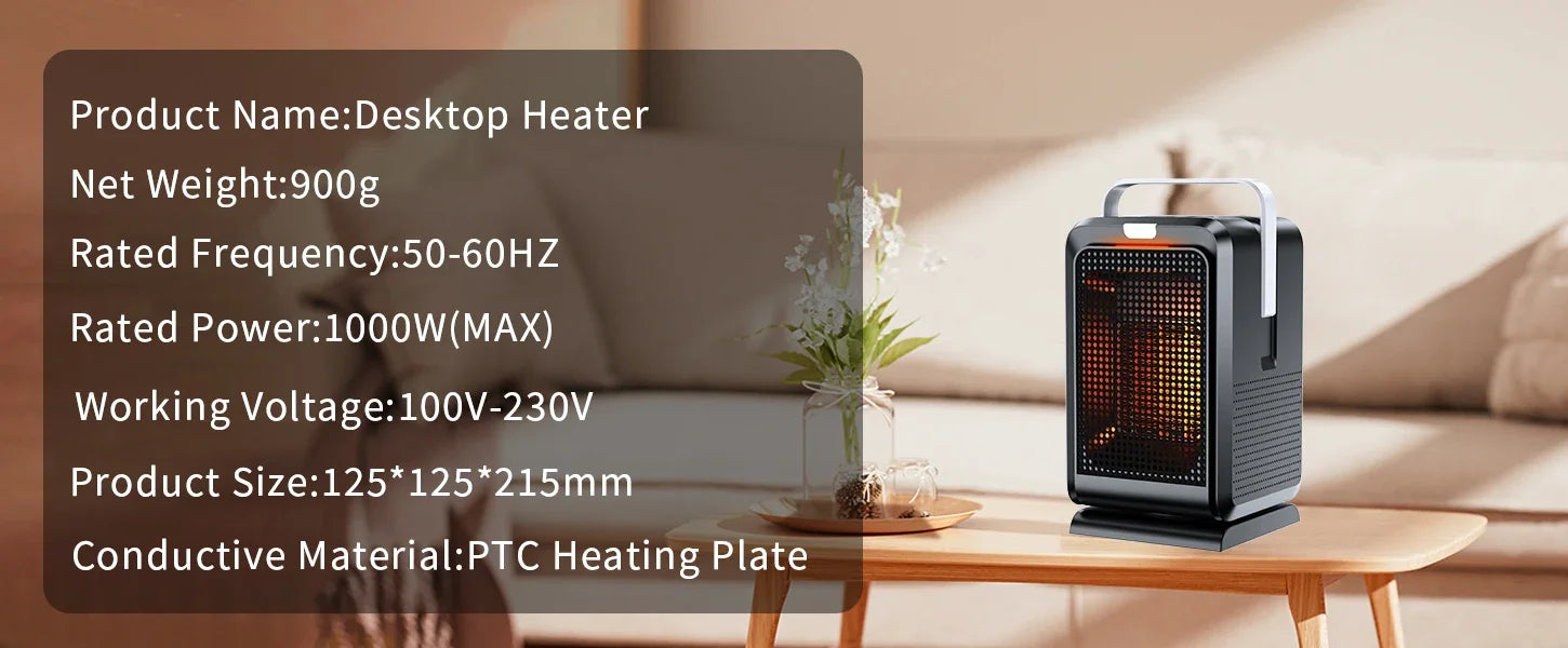 Portable Desktop PTC quick heating shaking head electric both cooling and heating small household With Remote Control 1000W - Magic Electronics