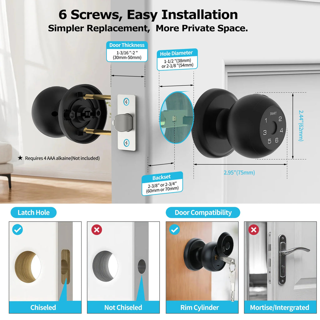 Viladepot Smart Lock Fingerprint Door Lock App Control Passcode Unlock Electronic Touchscreen Keypad Indoor - Magic Electronics