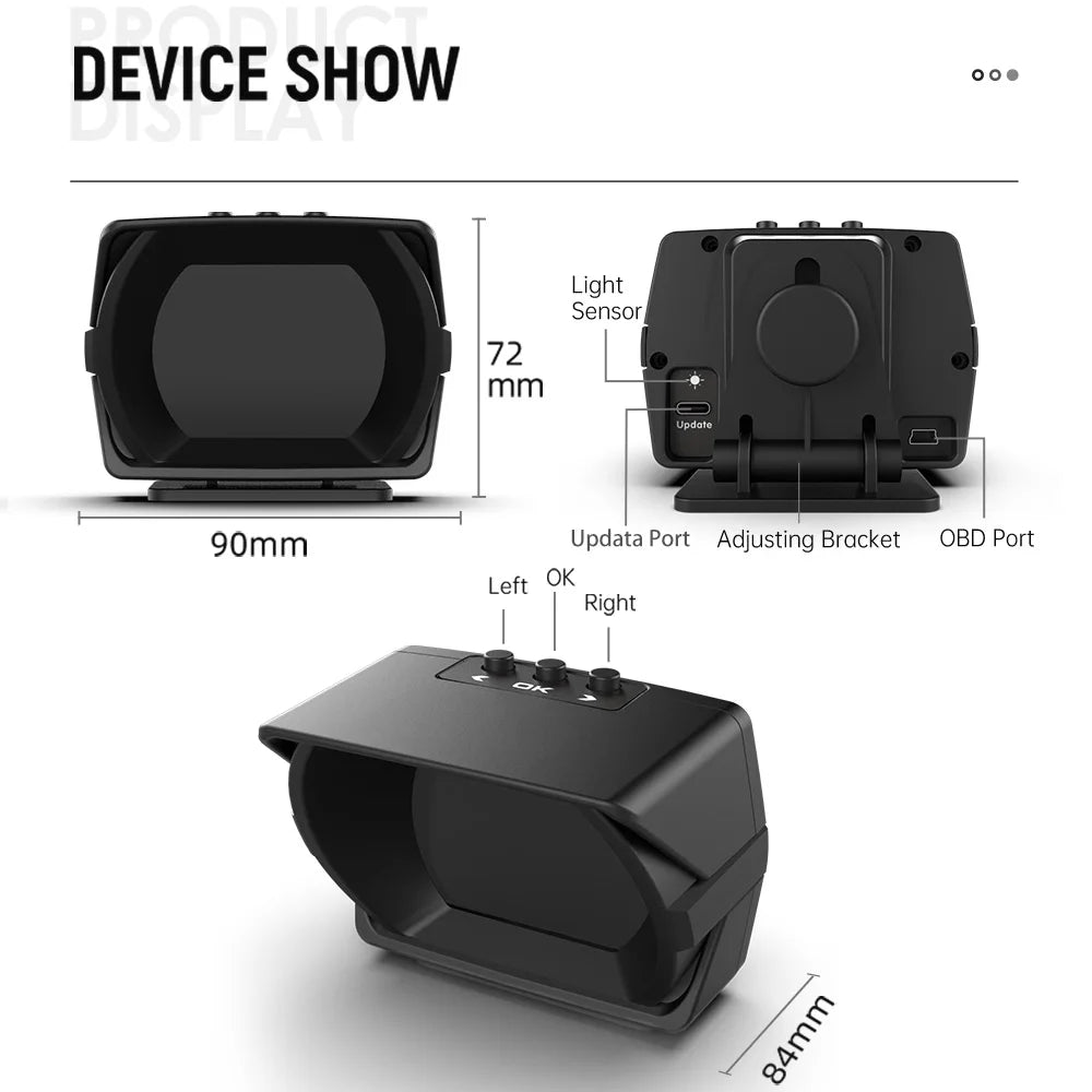 2023 Updated New V63S OBD2 HUD Gauge Car Head Up Display Multi-Function Dashboard Coolant / Oil Temp. Fuel Consumption Oil Level - Magic Electronics
