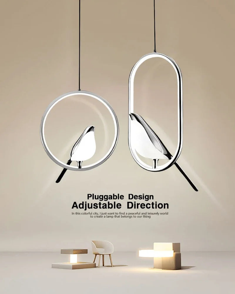 LED Gold Silver Magpie Bird Pendant Light Chandelier for Bedroom Living Room Indoor Hanging Lamp AC110v 220v Drop Shipping Magic Electronics S6554afb38f6340d78ed1b794d08e3a80K