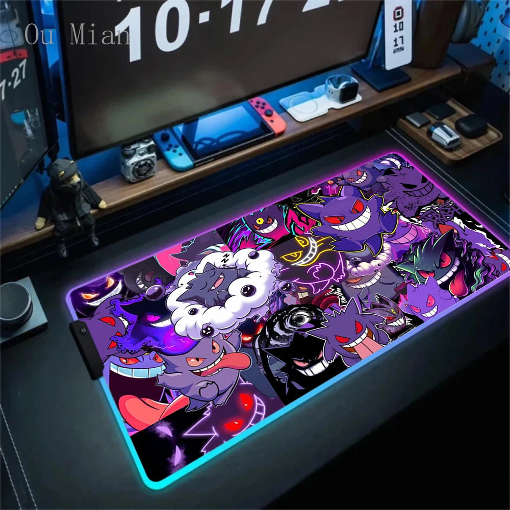 RGB G-Gengar Mousepad Pokemon LED Purple Mouse Pad Gaming Accessories Ghost Big Extended Keyboard Carpet PC Anime Desk Mats FF06620 Magic Electronics S657c3d57e9bc4b0eb5a5aba0f99c4304Y FF06620