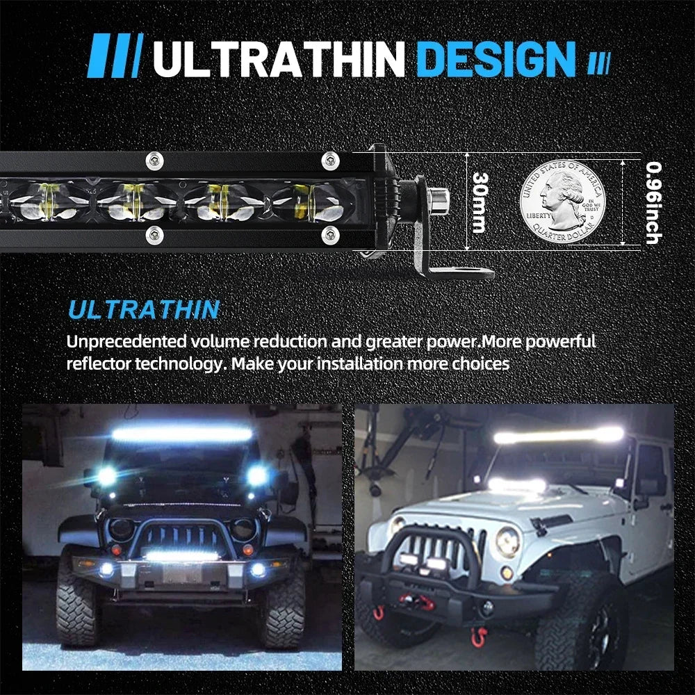 HAOLIDE 6D 7inch 14inch 20inch 26inch 38inch 50inch 1 Row Utral Slim Led Light Bar Driving Light 6000k White for Offroad SUV UTV Magic Electronics S663038bac9854b0a8f5fc1bc7846bfc9b