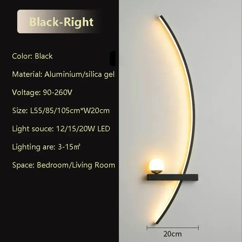 Smart LED Wall Lamp 55/105CM Remote Control Left Right Lighting Bedside Wall Sconces Bedroom Living Room Home Led Lights Lustre WL633 Black Right Magic Electronics S67159d2af94b47849df9542aefdbd95eq WL633 Black Right