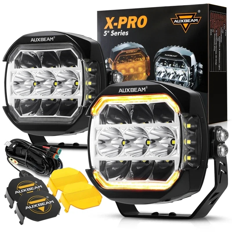 AUXBEAM 5 Inch LED Pod Lights Work Lights with Side Shooter White Driving Light with DRL Turn Signal Work Lamps 1pair 5 Inch Magic Electronics S6718106e2b884b6eb29b5f14a494e2dfW 1pair 5 Inch