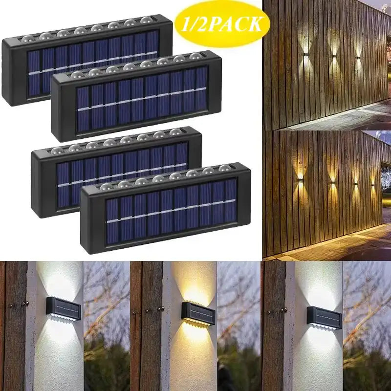 Solar Wall Lamp Outdoor Waterproof Solar Lights Up And Down Convex lens Lighting For Garden Street Landscape Balcony Outdoor Dec - Magic Electronics