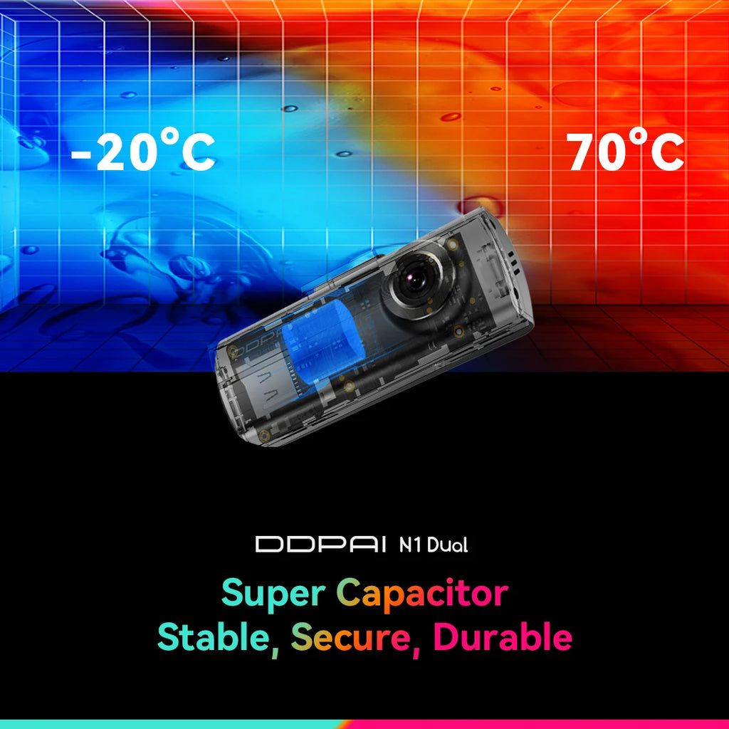 DDPAI Dash Cam N1 Dual Front & Rear Recording NightVIS 1296P Dash Cam Recorder Car DVR App Control - Magic Electronics