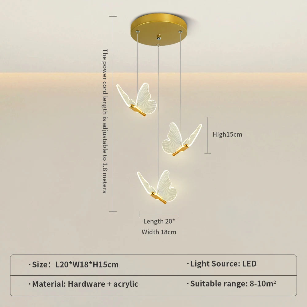 LED Modern 3-Head Butterfly Pendant Ceiling Light, Bedhead Indoor Living Room Dining Room Kitchen Decorative Lighting 3 heads Magic Electronics S6902c4ab002446c09c5348981f7fe55dF 3 heads