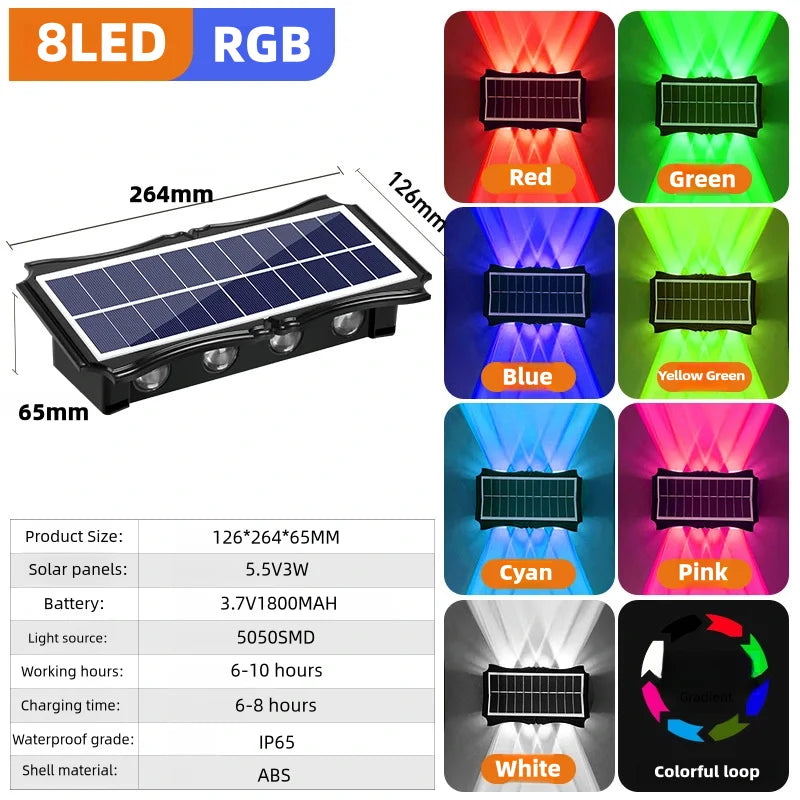Solar LED Light Wall Lamp Outdoor Waterproof High Brightness Up And Down Luminous Lighting for Outdoor Garden Decoration - Magic Electronics