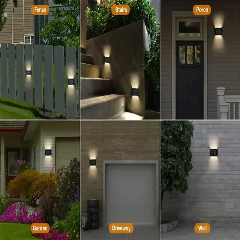 Solar Wall Lamp Outdoor Waterproof Solar Lights Up And Down Convex lens Lighting For Garden Street Landscape Balcony Outdoor Dec - Magic Electronics