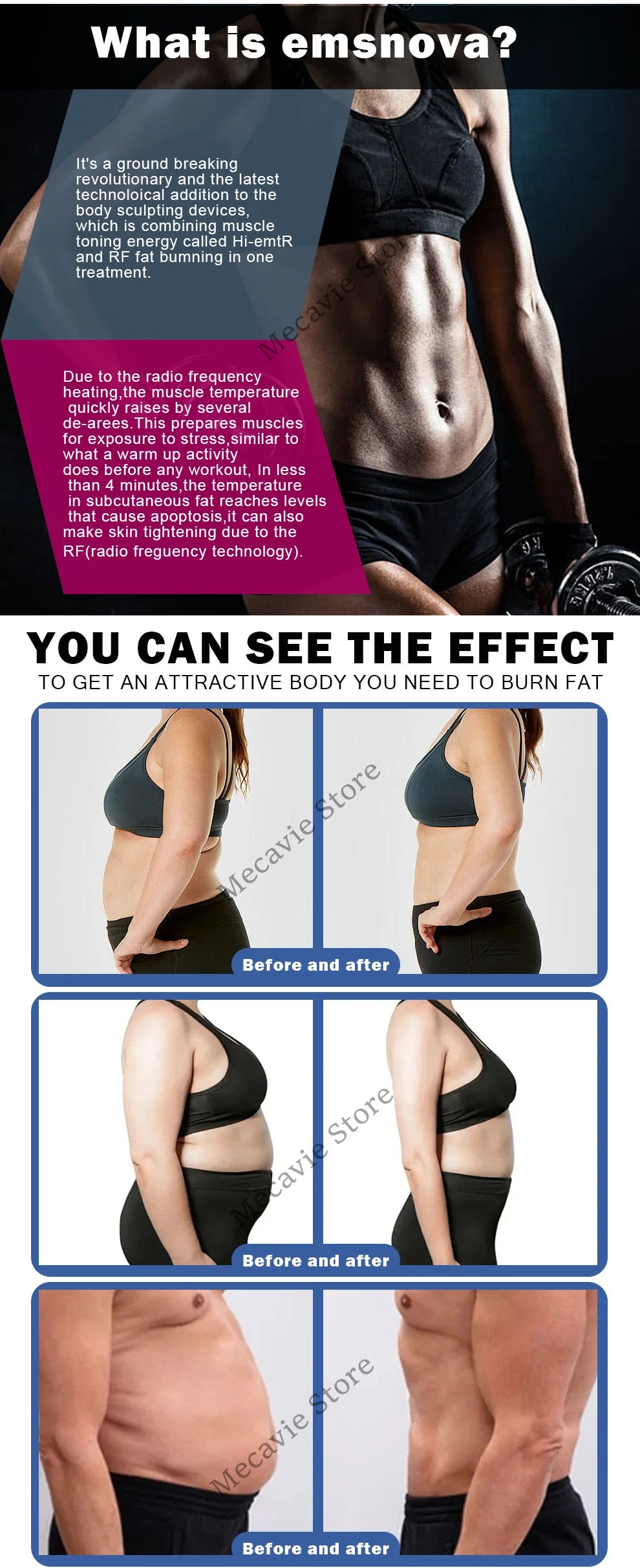 EMS 6500W MECAVIE 5 Handles Muscle Toning & Body Sculptor Device for Muscle Building Weight Loss Body Slimming Fat Reduction Magic Electronics S6a7d18fbda454800a78d1106dfa04ab60