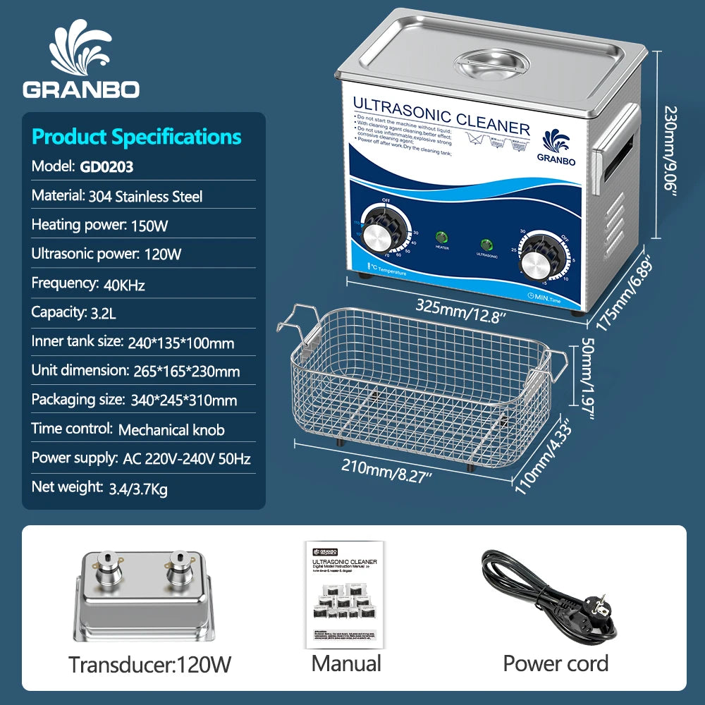 Ultrasonic Cleaner 3L 120W/180W Heater Timer Knob Control 40KHz Ultrasonic Cleaning Machine for Dental Tools 3D Models 3L 120W China Magic Electronics S6a8e9186ffa74ef68d3931a6313ec3b9C 3L 120W China