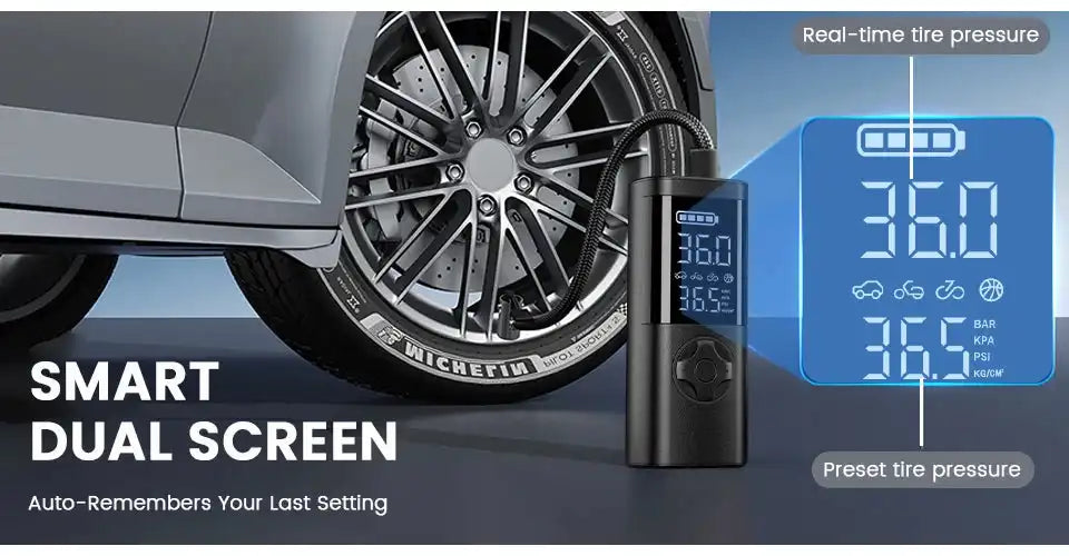 Cordless Car Tire Inflator Portable Air Compressor, 150 PSI Air Pump with Pressure Gauge, for Bicycle Bikes Motorcycles Balls - Magic Electronics