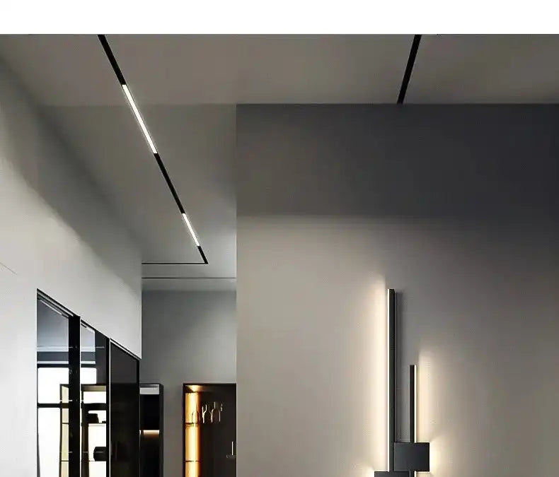 Wall Lamps LED Lights Simple Modern Sofa Living Room Decor TV Background Decoration Wood Grille Bedroom Bar Long Strip Wall Lamp - Magic Electronics