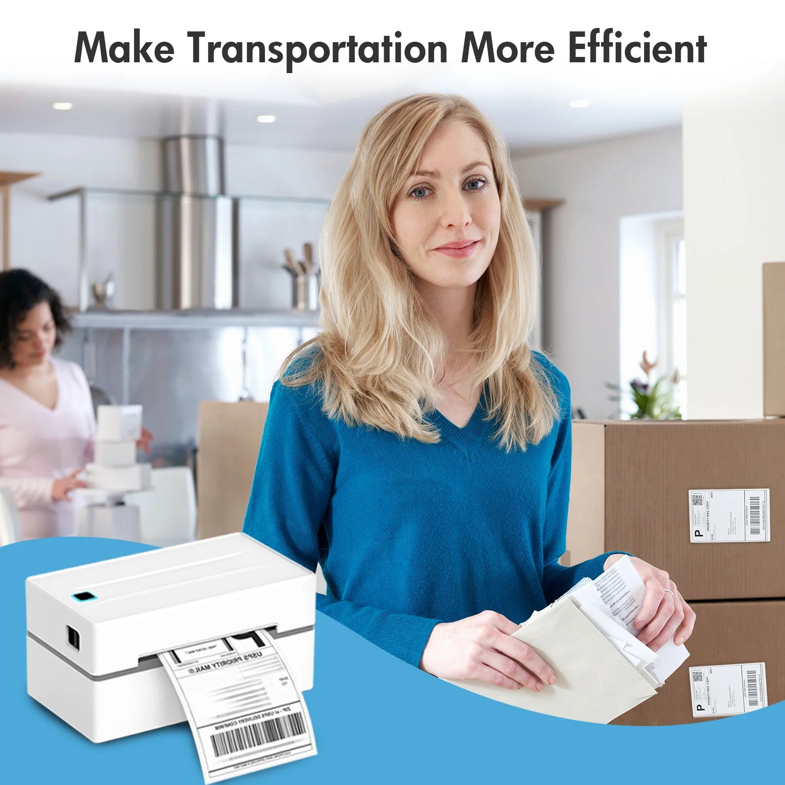 Thermal Label Printer Portable No Ink Required 203DPI 4x6 for Small Business Bluetooth USB High Speed Express Airway Bill Magic Electronics S6bcbc1d18afc49ecb51202cff941119cx