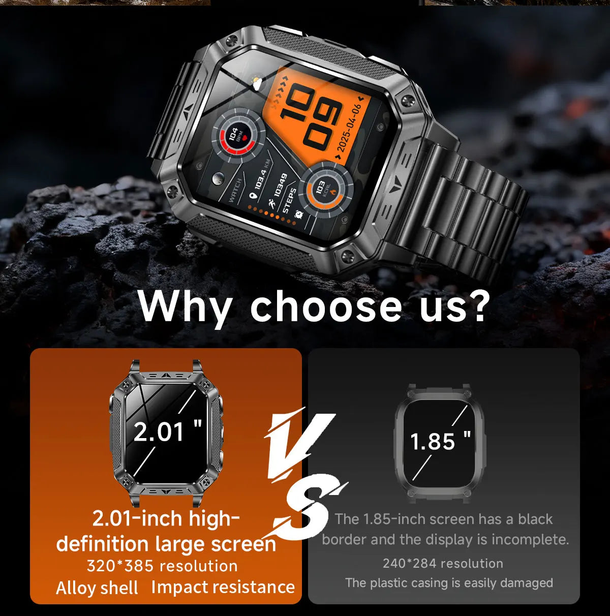 2026 Military outdoor SmartWatch Fitness Clock Men 2.01 inch AMOLED Screen 1400mAh Battery Flashlight Call Waterproof Smart Band Magic Electronics S6c91b1c7482f403891516dacc867bd68T