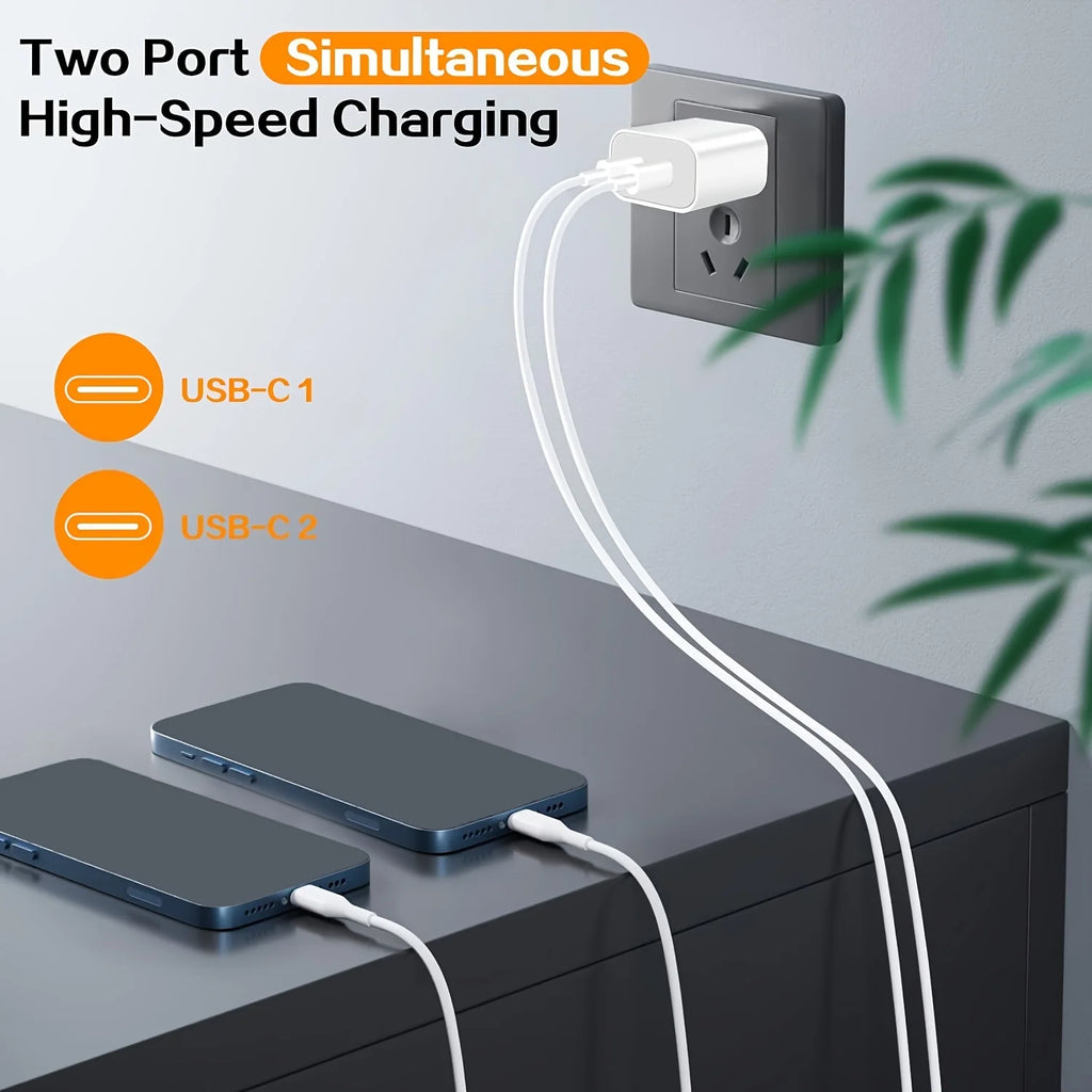 For IPhone16 Fast Charging, 20W Dual Port USB C Charger With 10FT USB C Fast Charging Cable For IPhone 15 Pro Max/15 Pro/15 Plus - Magic Electronics