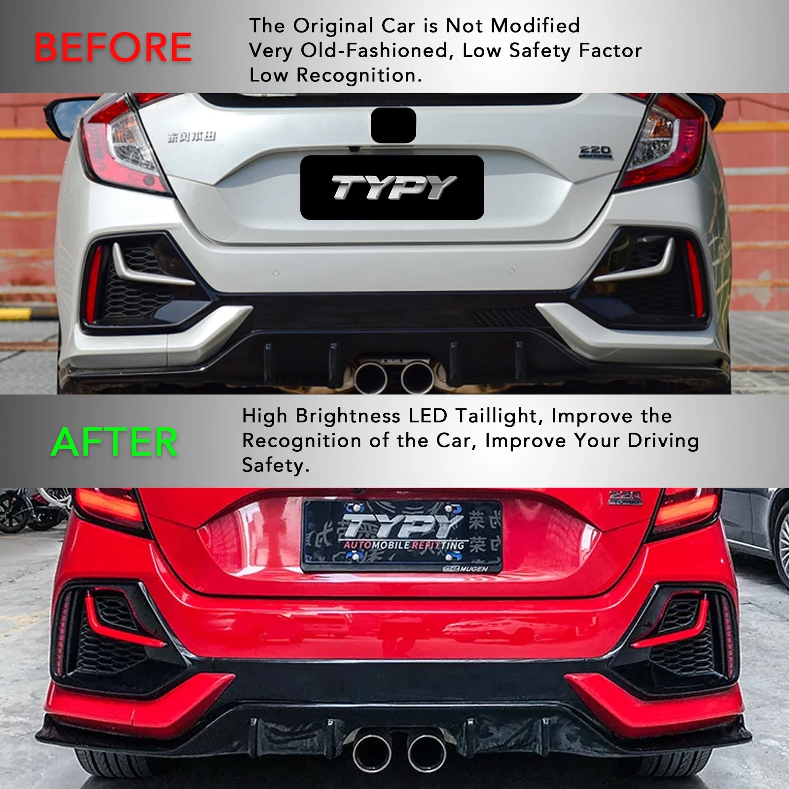 LED Reflector Light Rear Bumper Lamp Assembly Car Accessories Compatible For Honda Civic 10th Gen 2016-2022 Hatchback Type R Magic Electronics S6d8d9d29df2b4d3c8c75986a19ec74f8V