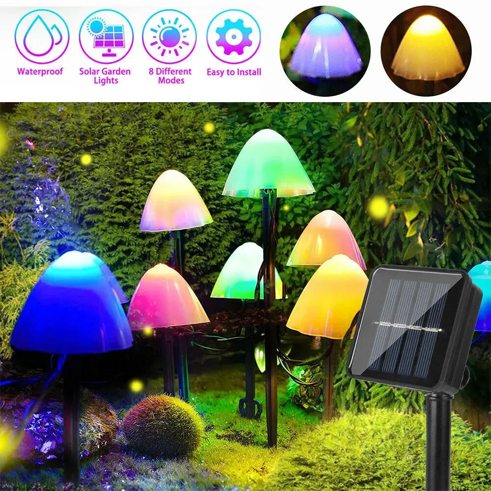10 LED Solar Mushroom Lights Outdoor Waterproof Decorative Street Lights for Lawn Garden Patio Christmas Holiday Decoration Magic Electronics S6e235a0447c84e8a863e68538182efe7a